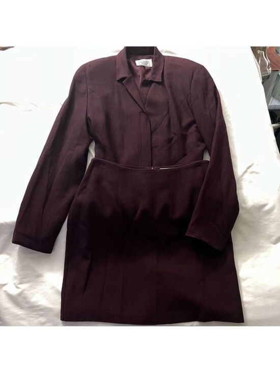 Beechers Brook Jackets & Blazers - Beechers Brook Wool Skirt Suit Burgundy Size 10 Made in Canada